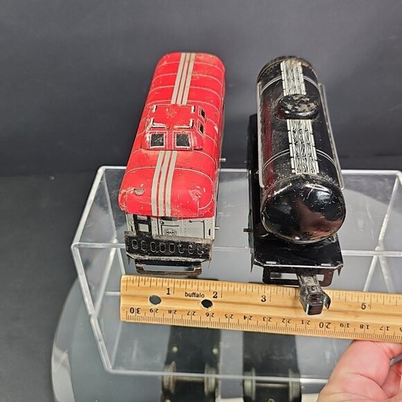 Marx Tin Sinclair Oil Train Car And Caboose NYC 20102 2pcs Gauge O Made In USA - Picture 5 of 11